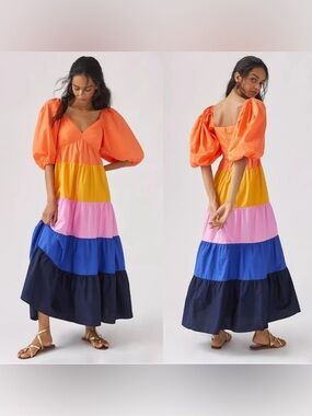 chinese dress ladies Farm Rio Rose Embroidered Macaw Maxi Dress  Nomad Collection